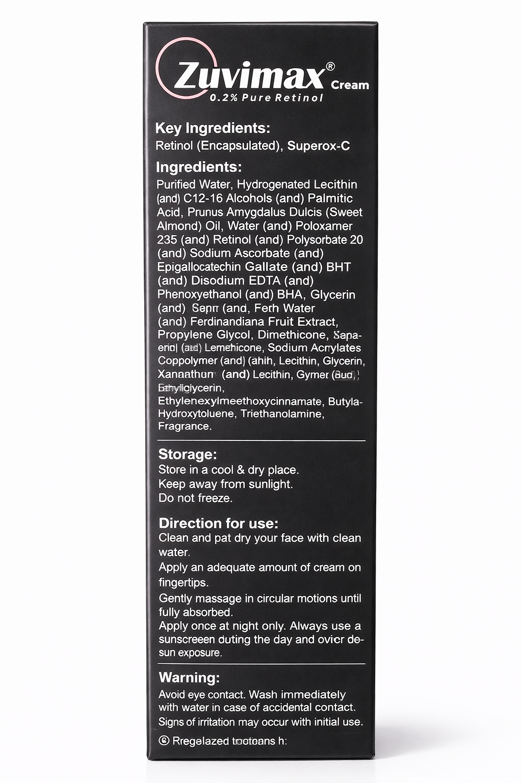 zuvimax 0.2% pure retinol cream – advanced anti-aging & wrinkle care | 20g