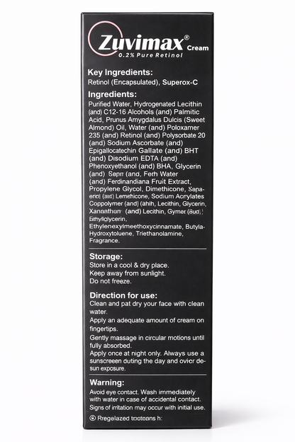 Zuvimax 0.2% Pure Retinol Cream – Advanced Anti-Aging & Wrinkle Care | 20g