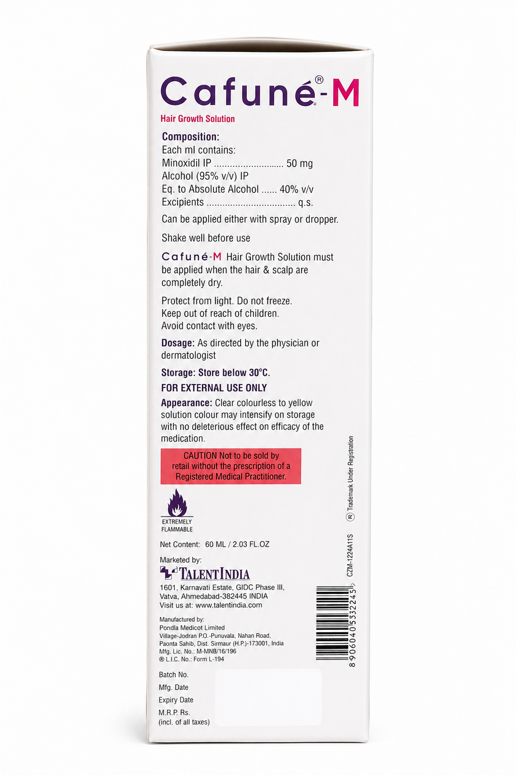 cafuné-m minoxidil topical solution usp 5% | hair growth treatment for hair fall & thinning | 60ml
