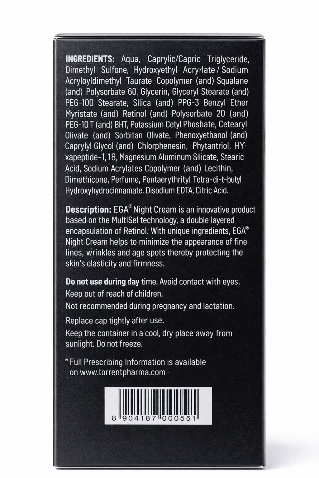 ega night cream – multisal retinol technology | minimizes wrinkles & age spots | 30g