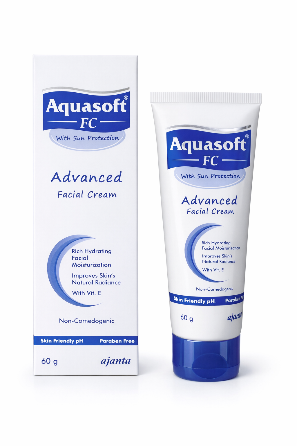 aquasoft fc advanced facial cream with sun protection | 60g | rich hydrating moisturizer with vitamin e