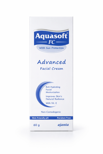 Aquasoft FC Advanced Facial Cream with Sun Protection | 60g | Rich Hydrating Moisturizer with Vitamin E