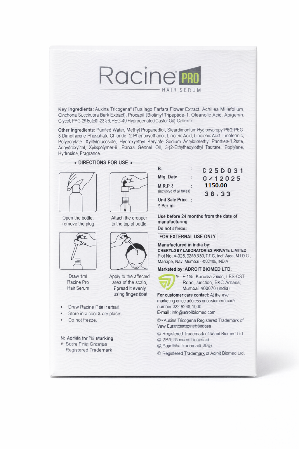 racine pro hair serum | advanced trichoboost formula | 30ml