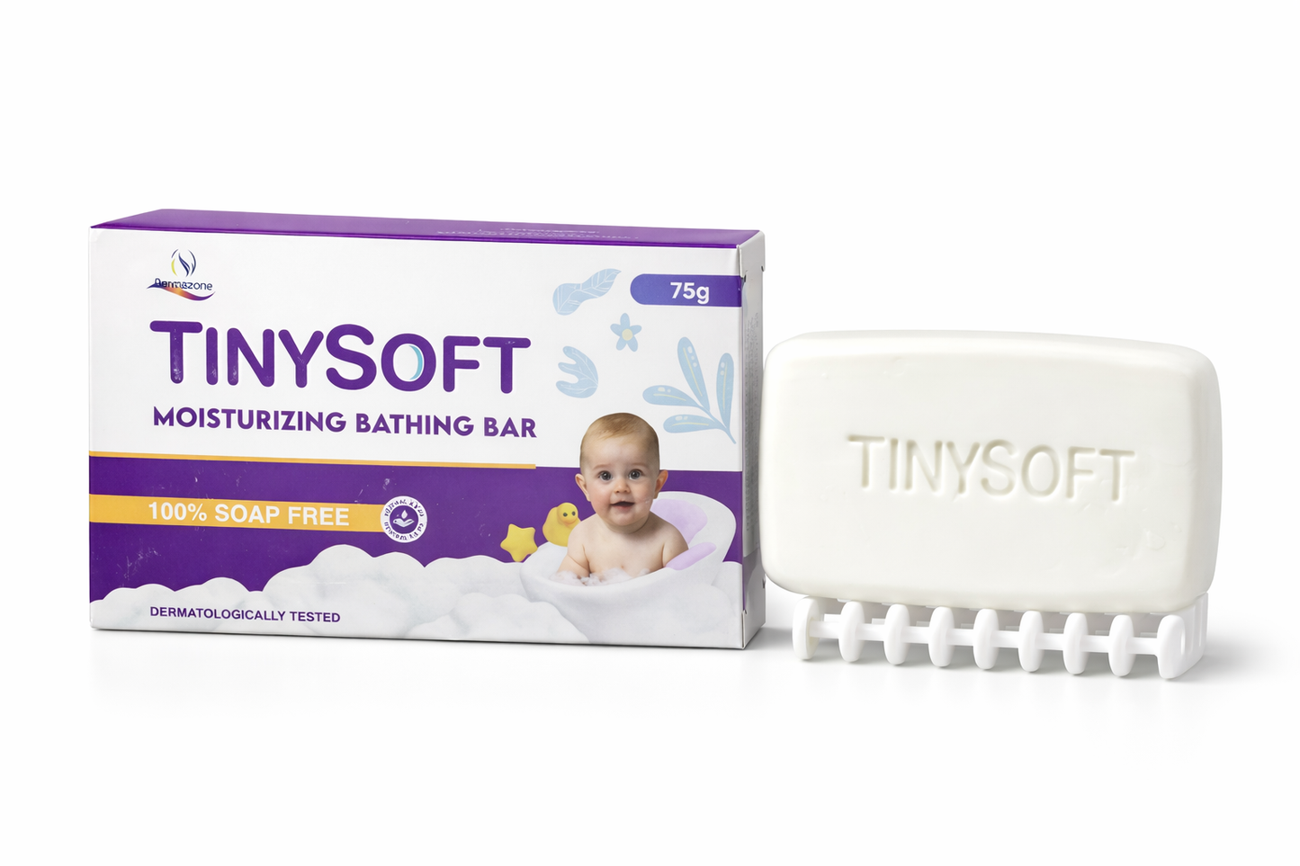 tinysoft moisturizing bathing bar (75g x 3) – 100% soap-free gentle baby & sensitive skin cleanser