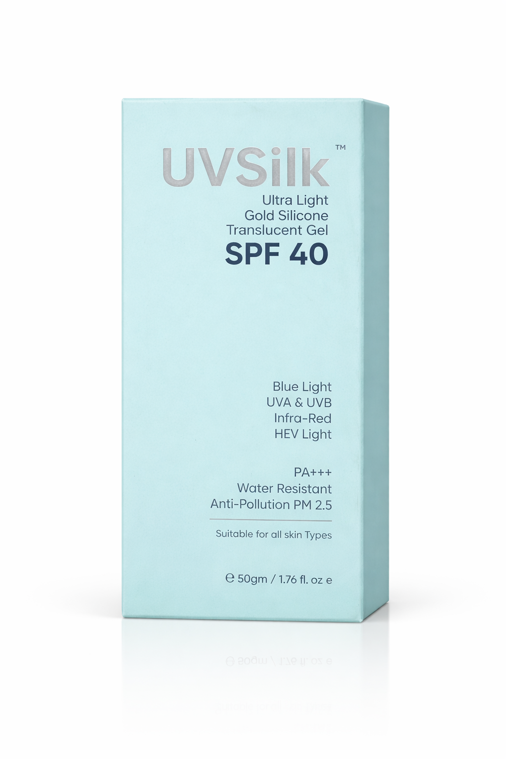 uvsilk ultra light gold silicone sunscreen gel spf 40 pa+++