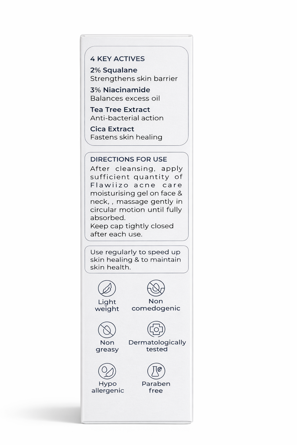 acne care moisturising gel with niacinamide & squalane | hydrating & skin repair gel | 50ml