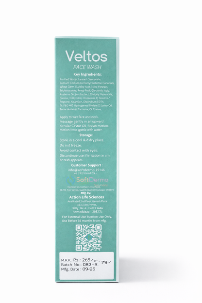 Veltos Face Wash – 70g | Vitamin C, Liquorice & Grapefruit Extract for Glowing Skin