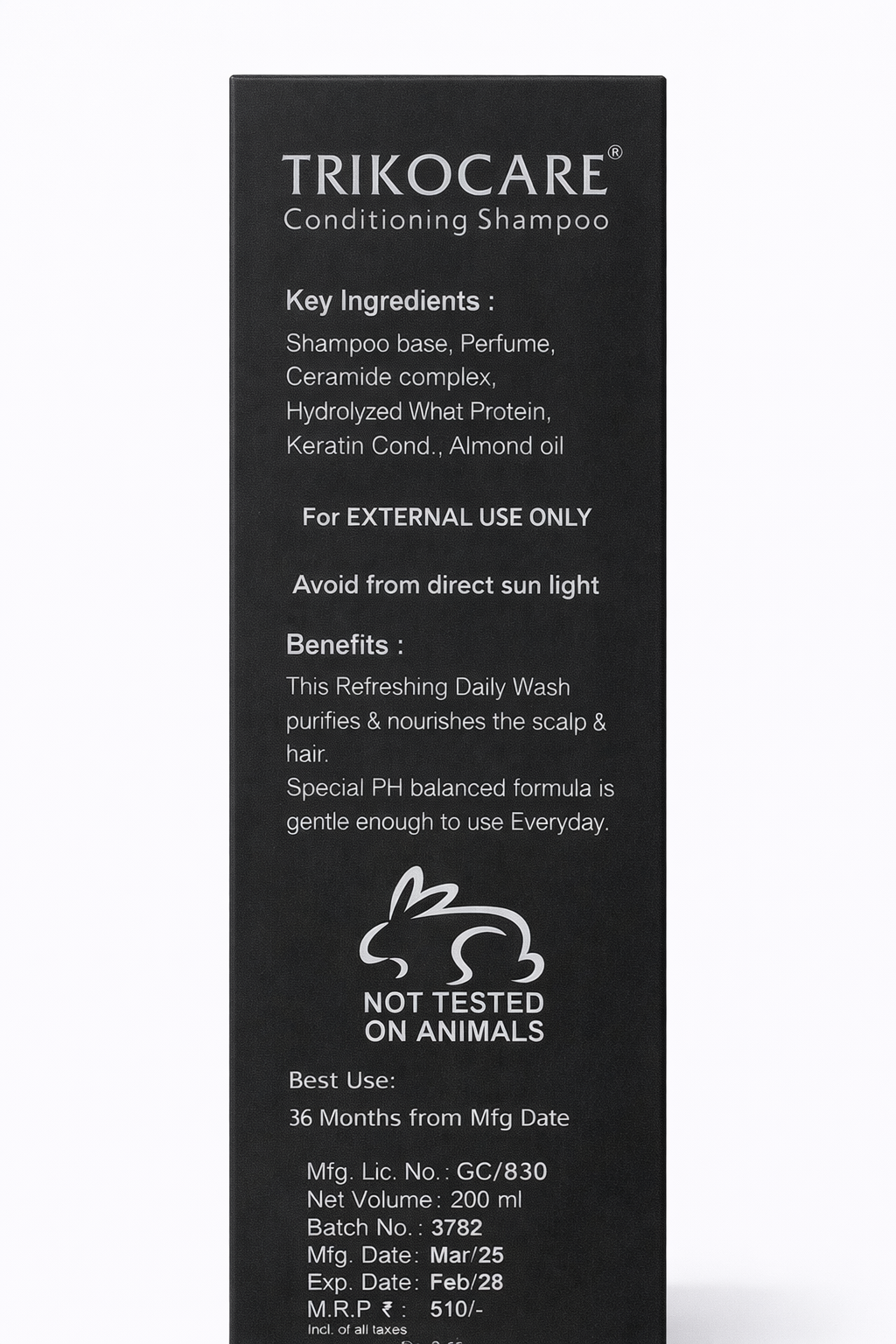 trikocare® conditioning shampoo – 200ml | ph balanced with ceramide & keratin