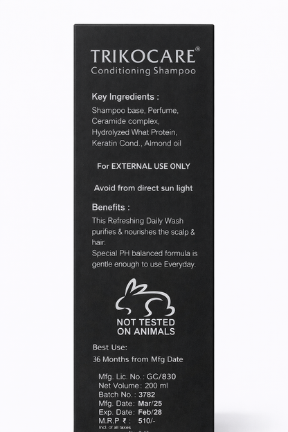 TRIKOCARE® Conditioning Shampoo – 200ml | pH Balanced with Ceramide & Keratin