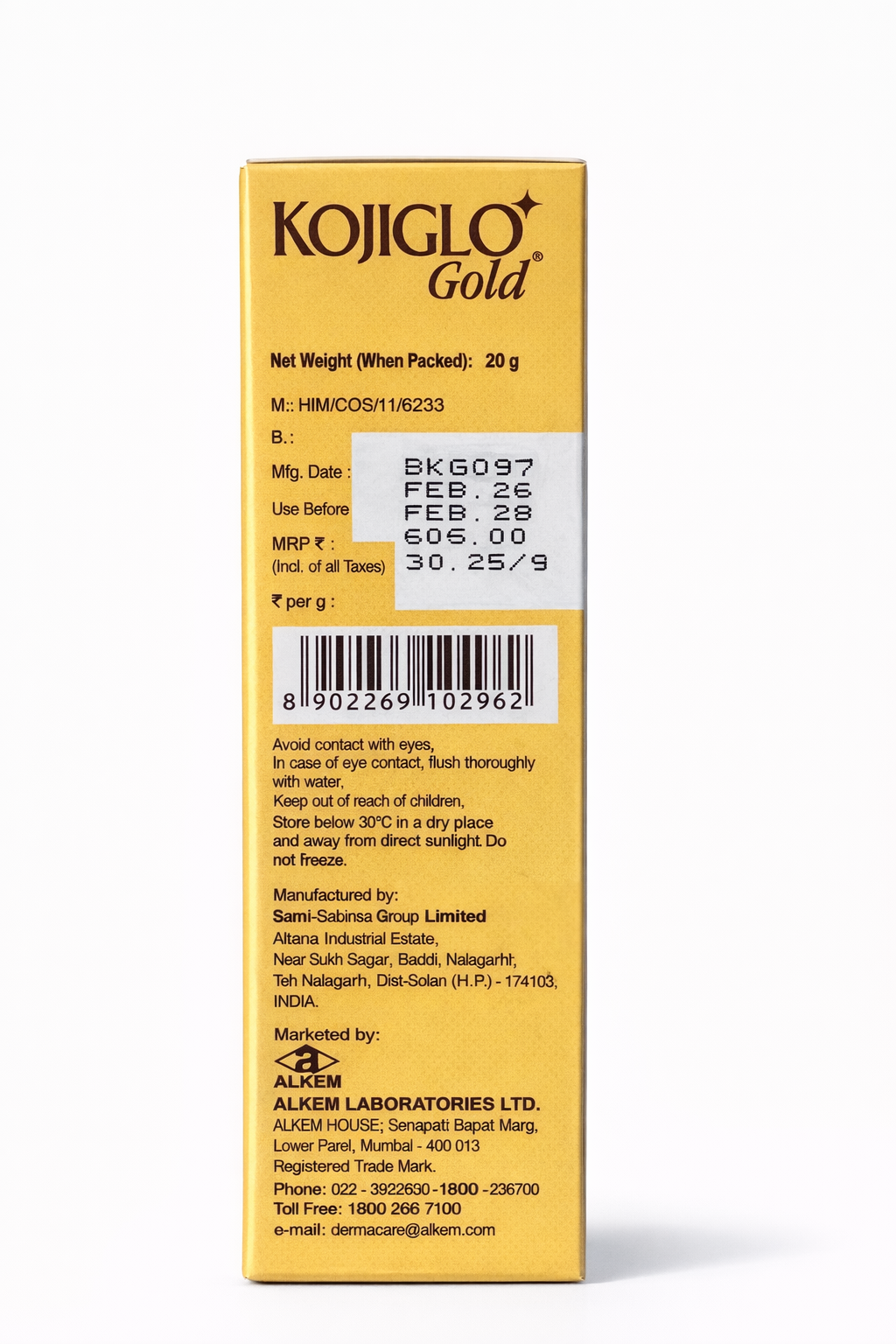 kojiglo gold skin lightening cream | vitamin b3 & c | for dark spots & pigmentation | 20g