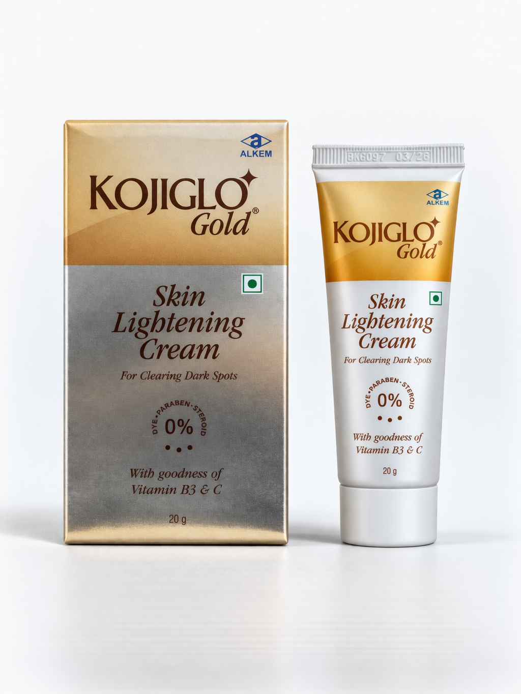 kojiglo gold skin lightening cream | vitamin b3 & c | for dark spots & pigmentation | 20g