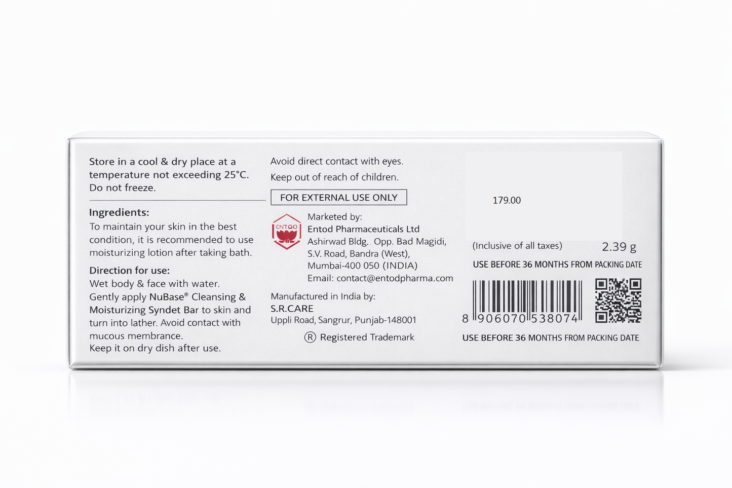 nubase cleansing & moisturizing syndet bar 75gx3 | soap-free face & body bar for dry & sensitive skin