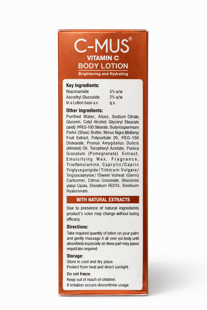 C-MUS Vitamin C Body Lotion | Brightening & Hydrating | Paraben-Free | 100g / 250g