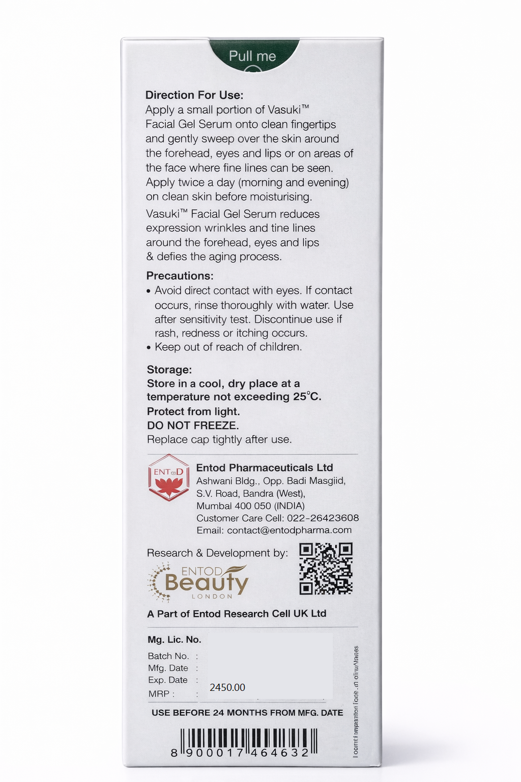 vasuki™ facial gel serum with proprietary tripeptide formula | anti-wrinkle | 30g