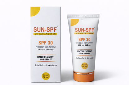 SUN-SPF Sunscreen Lotion SPF 30 | Broad Spectrum UVA & UVB Protection | Water-Resistant & Non-Greasy | 60ml
