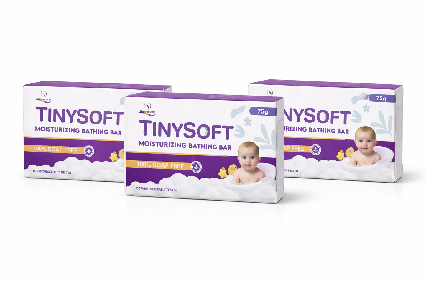 tinysoft moisturizing bathing bar (75g x 3) – 100% soap-free gentle baby & sensitive skin cleanser