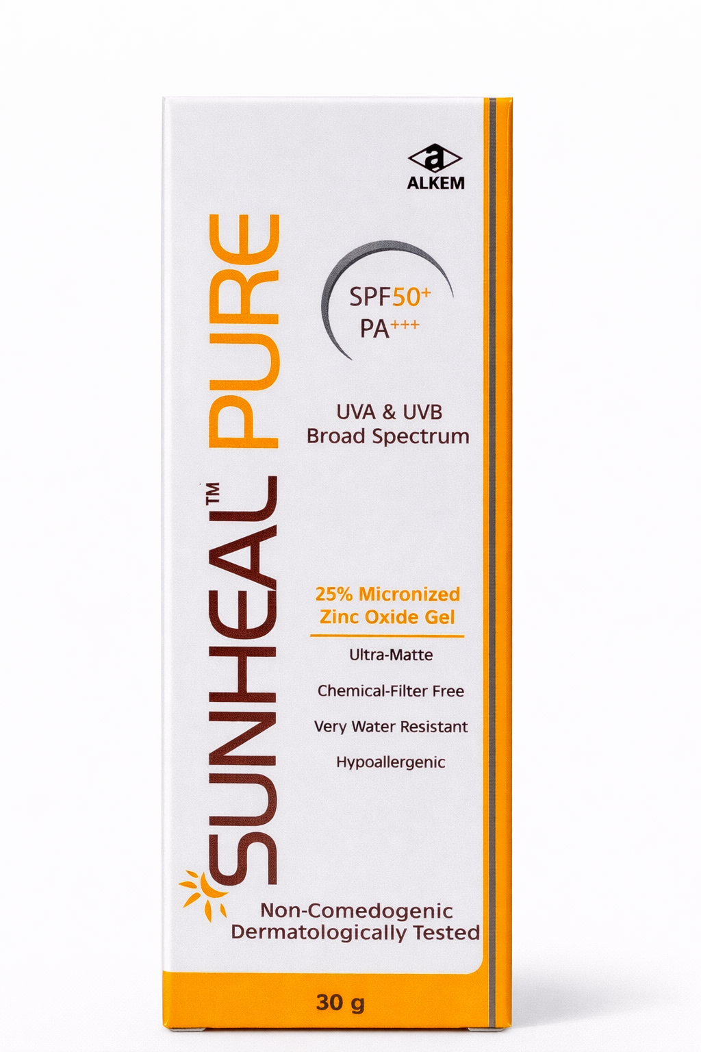 sunheal pure spf 50+ pa++++ sunscreen gel | 25% zinc oxide | ultra matte | broad spectrum uva/uvb protection | water resistant | non-comedogenic (30g)