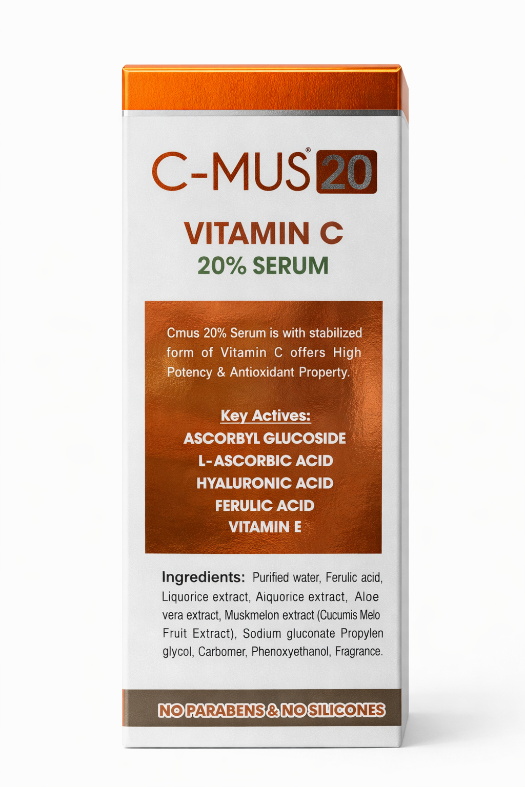 c-mus vitamin c 20% serum | with hyaluronic acid, ferulic acid & retinol | brightening & anti-aging | 20ml