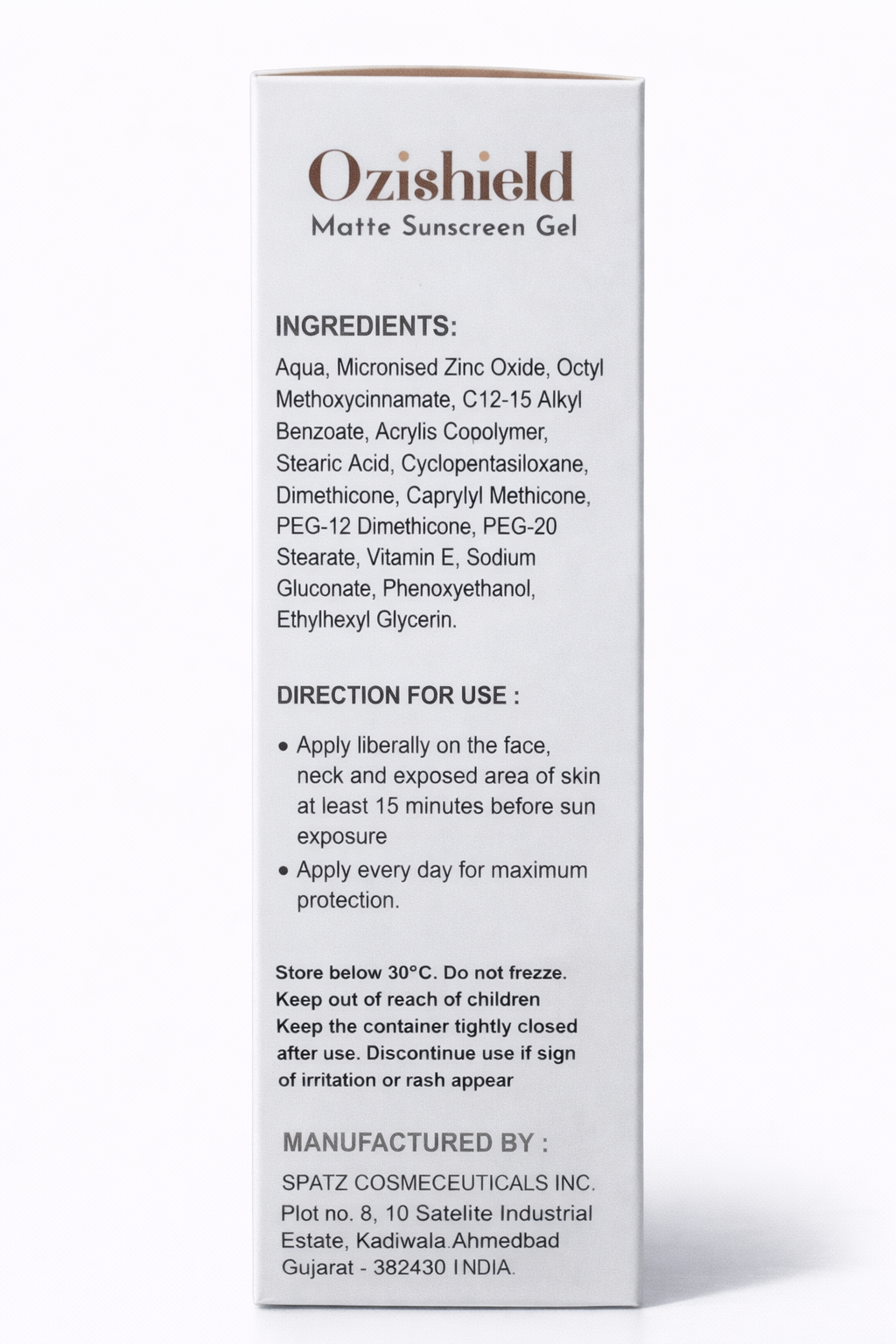 ozishield matte sunscreen gel – spf 50+ pa+++ | with 10% micronised zinc oxide – 60g