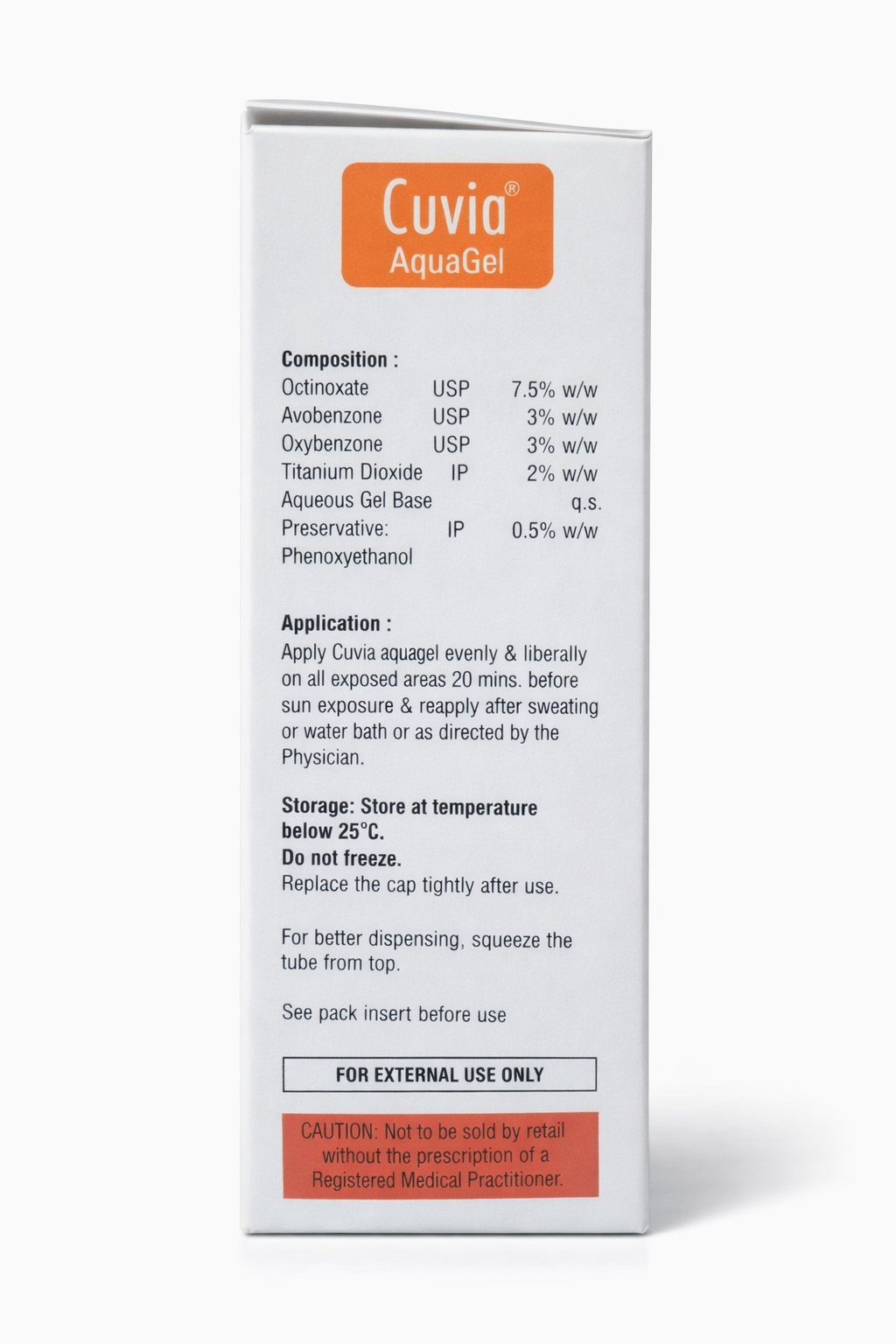 cuvia® aquagel spf-30 | broad spectrum uv protection with octinoxate, avobenzone, oxybenzone & titanium dioxide | 50g | paraben-free | canixa