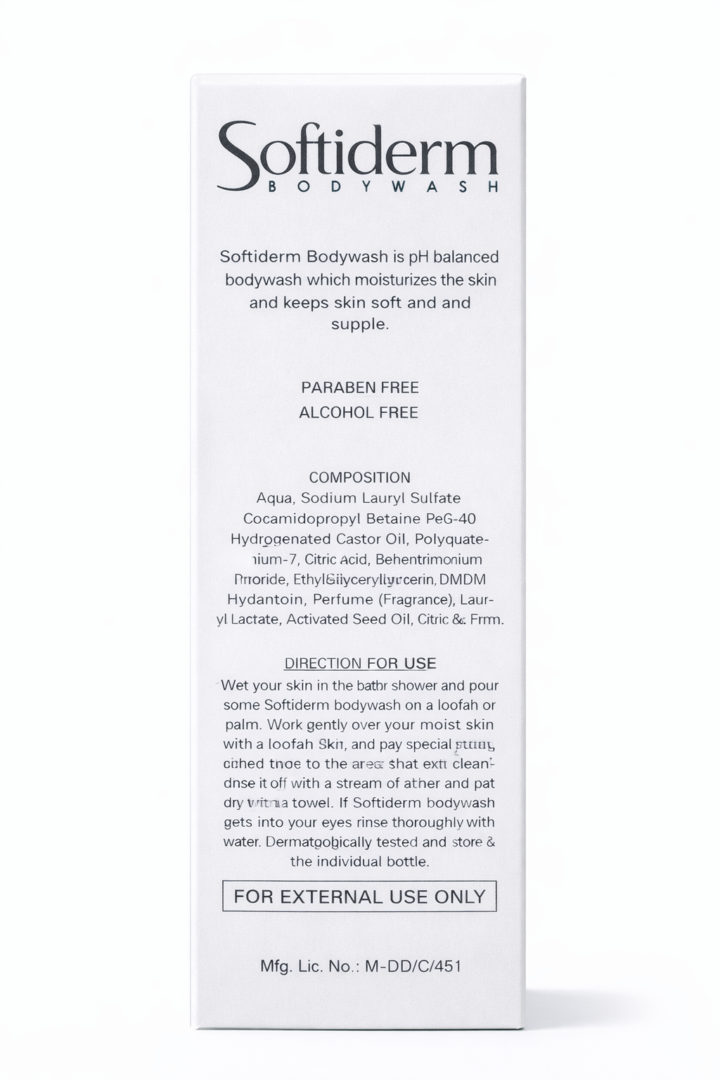 softderm deep moisturising bodywash – 200ml | ph balanced & paraben-free