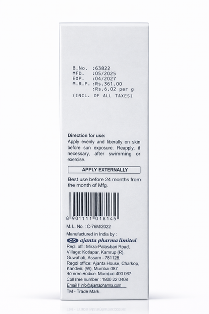 Sunstop SPF 19 Sunscreen Cream | Solar Smart Cream | Broad Spectrum UVA/UVB Protection | Oil-Free & Paraben-Free | 60g