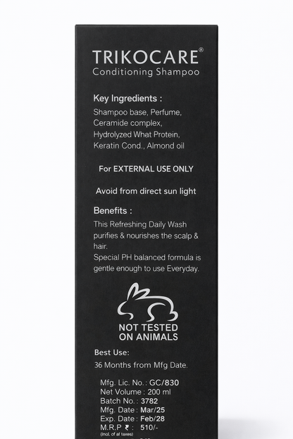 TRIKOCARE® Conditioning Shampoo – 200ml | pH Balanced with Ceramide & Keratin