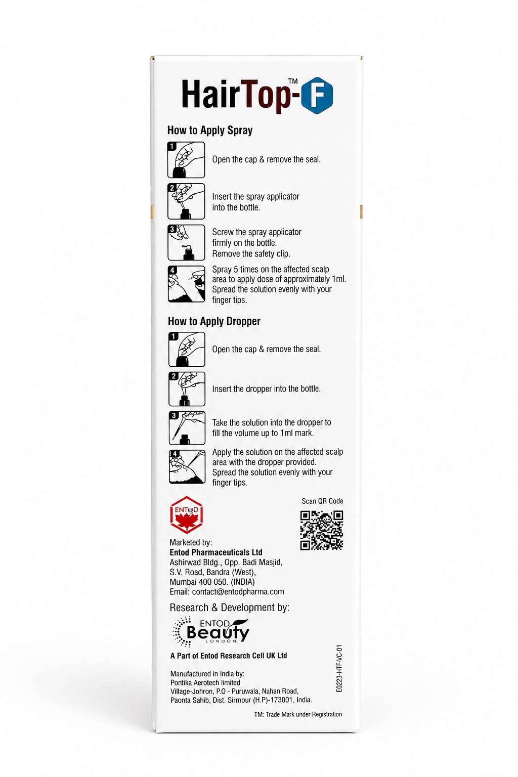 hairtop-f minoxidil & finasteride topical solution – alcohol-free (60 ml)