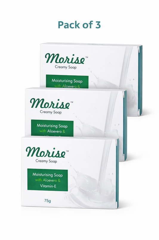 Morise Creamy Soap Pack Of – 3  Moisturising Soap with Aloe Vera & Vitamin E | 75g Hydrating Skincare Bar