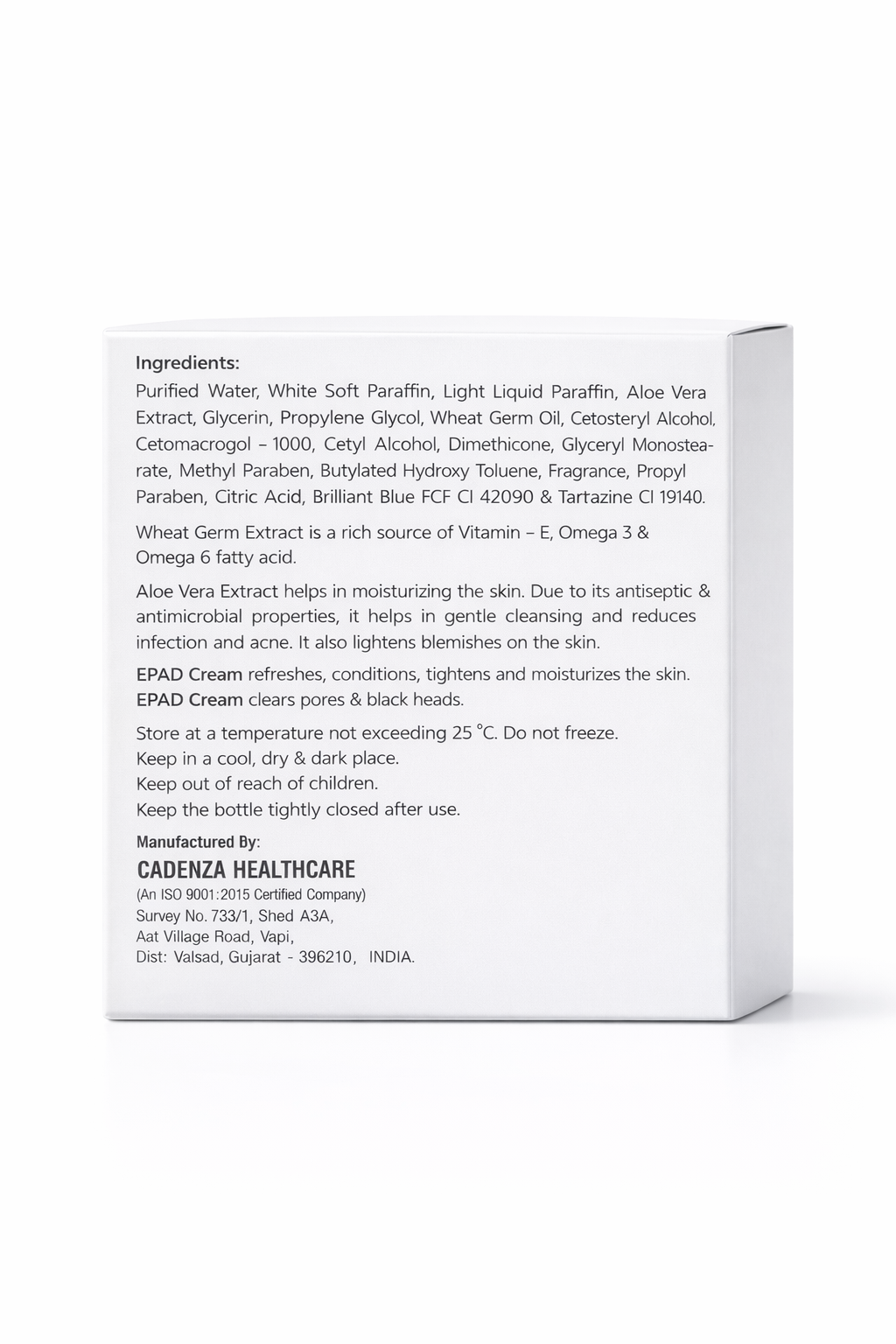 epad ayurvedic skin cream – 100g | with aloe vera & wheat germ extract