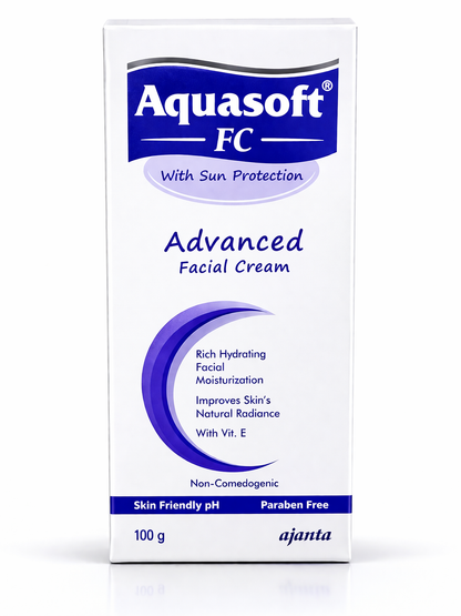 Aquasoft FC Advanced Facial Cream with Sun Protection | 100g | Rich Hydrating Moisturizer with Vitamin E