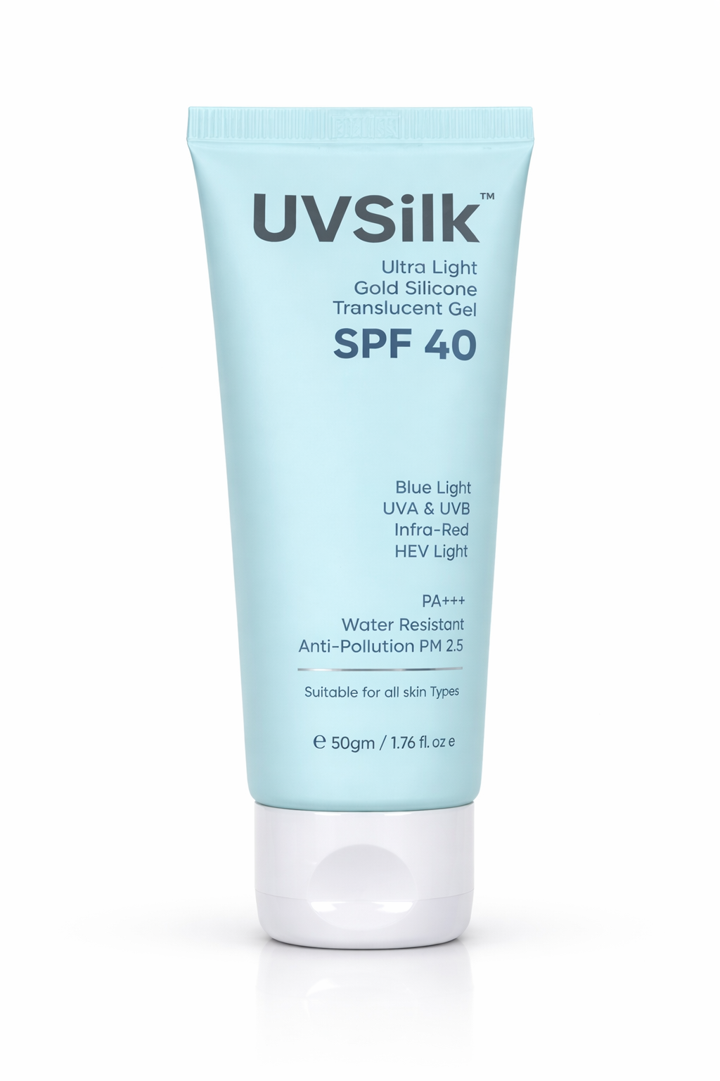 uvsilk ultra light gold silicone sunscreen gel spf 40 pa+++