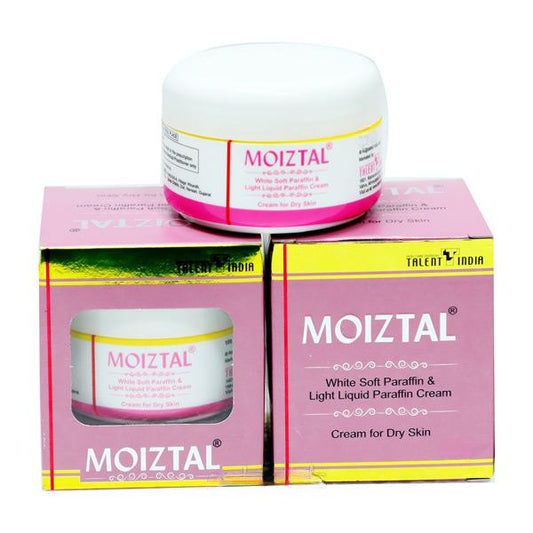 MOIZTAL Cream for Dry Skin | White Soft Paraffin 13.2% & Light Liquid Paraffin 10.2% | TALENT INDIA | 50g